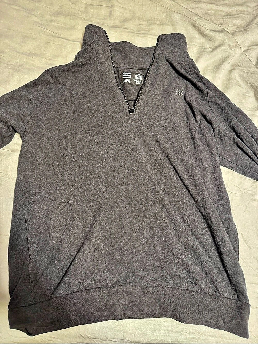 Three Sixty Six Men's Quarter Zip Pullover Gray Size Medium